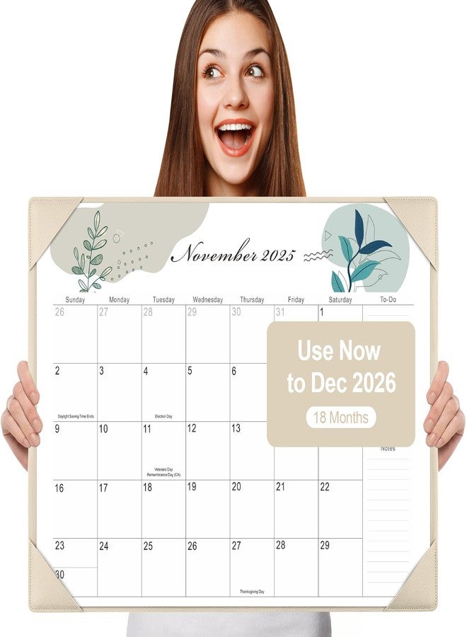 Gannyfer Large Desk Calendar 2025-2026 with Desktop Mat,22" x 17" Desktop Pad Calendar, 18 Month Table Calendar from July 2025 to Dec 2026, Office Supplies Perfect for Home School and Office - Gray - Image 1